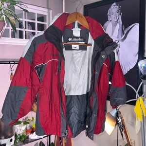 Columbia Bugaboo Jacket Kids Size 8‎ Red Good Waterproof Omni-Tech Shell